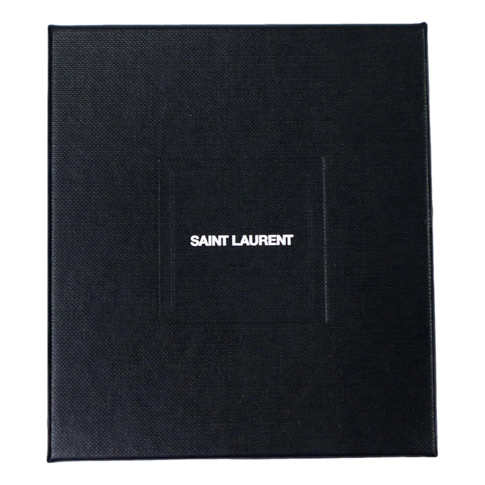 Saint Laurent Black Leather Thin Wrap Bracelet with Gold-Tone Engraved - Picture 3 of 4